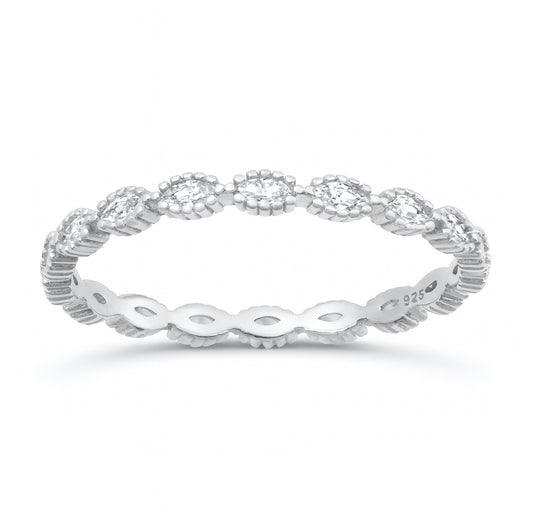 Silver CZ Ring - Marquise Band