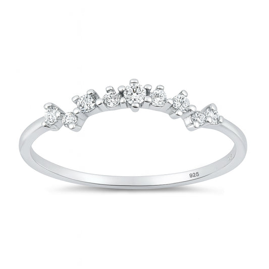 Silver CZ Ring - Contour Band