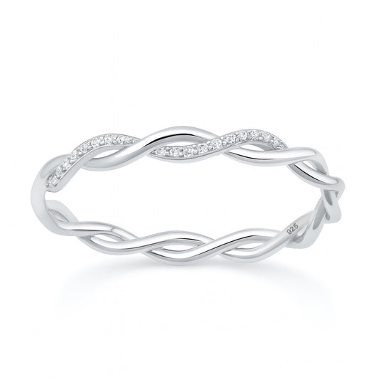Silver CZ Ring - Twisted Band