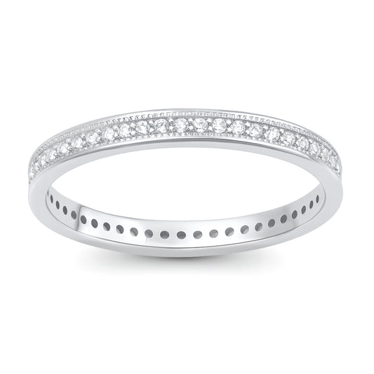 Silver CZ Ring - Eternity Band