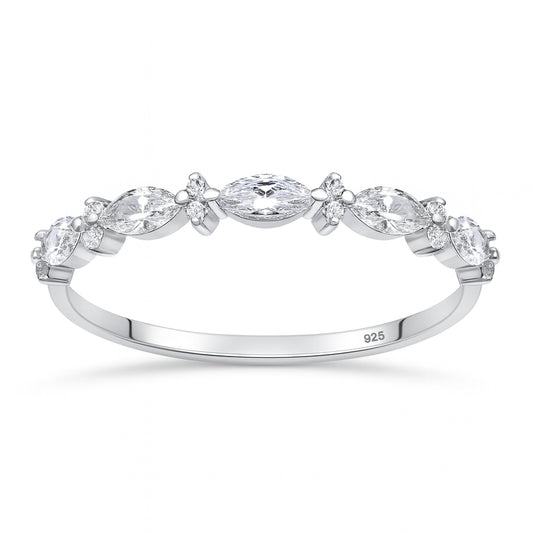 Silver CZ Ring - Marquise Band