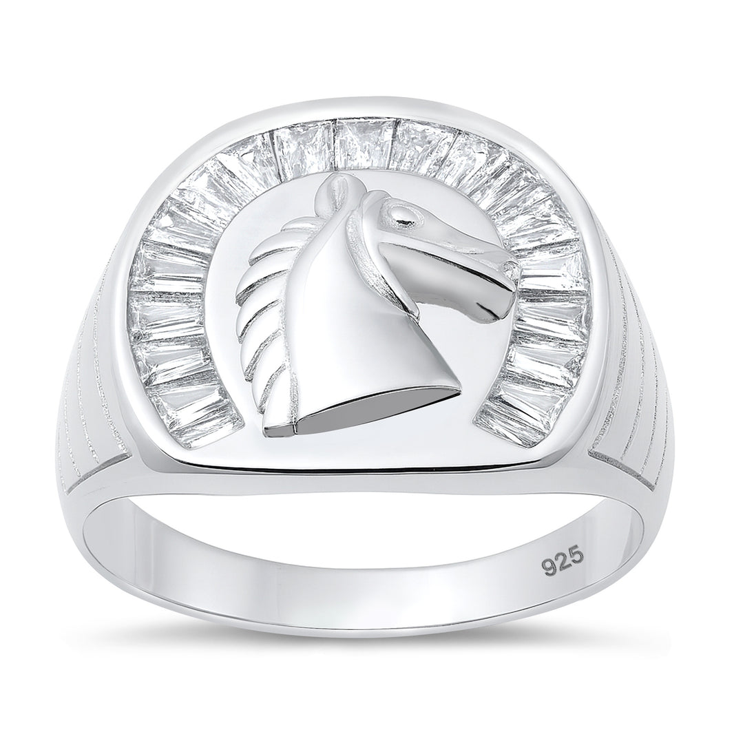 Silver CZ Ring - Horse