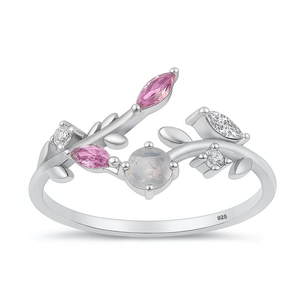 Silver CZ Ring - Floral Vines
