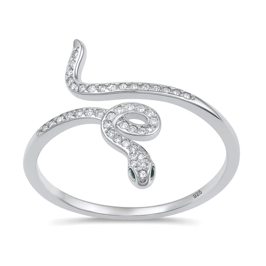 Silver CZ Ring - Snake