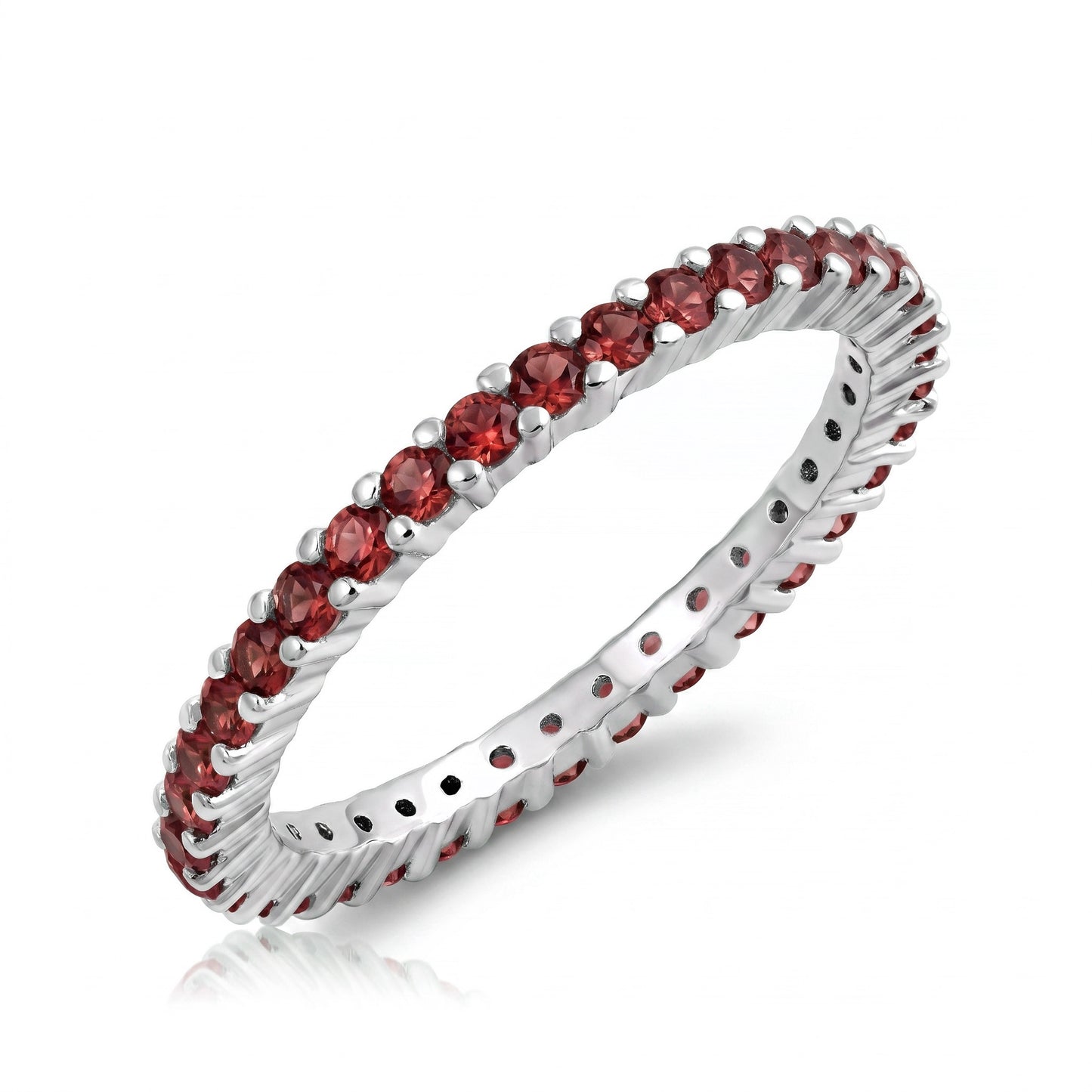 Silver Eternity Ring - Garnet CZ