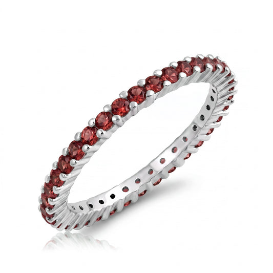 Silver Eternity Ring - Garnet CZ