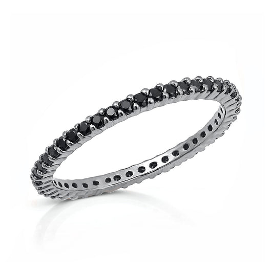 Silver Ring W/ Black CZ - 1.5mm