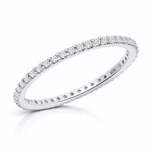Silver Ring W/ Clear CZ - 1.5mm