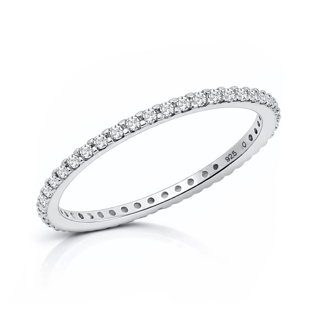 Silver Ring W/ Clear CZ - 1.5mm