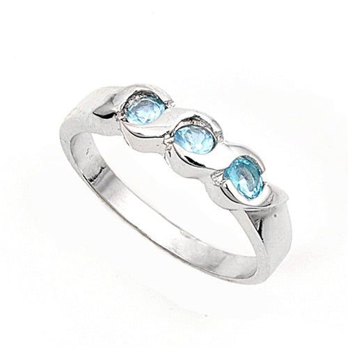 photo of Silver CZ Ring with Aquamarine Color Stone