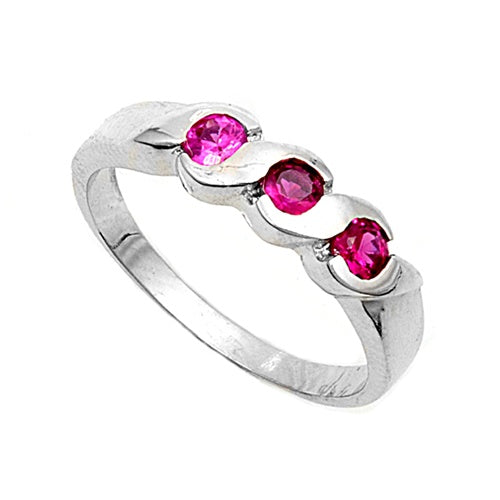 photo of Silver CZ Baby Ring with Ruby Color Stone