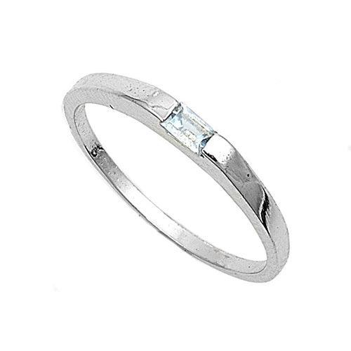 photo of Silver CZ Baby Ring with Aquamarine Color Stone