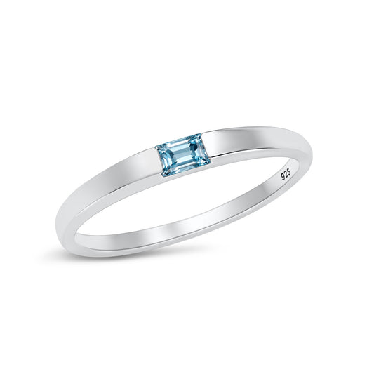 Silver Baby Baguett CZ Ring