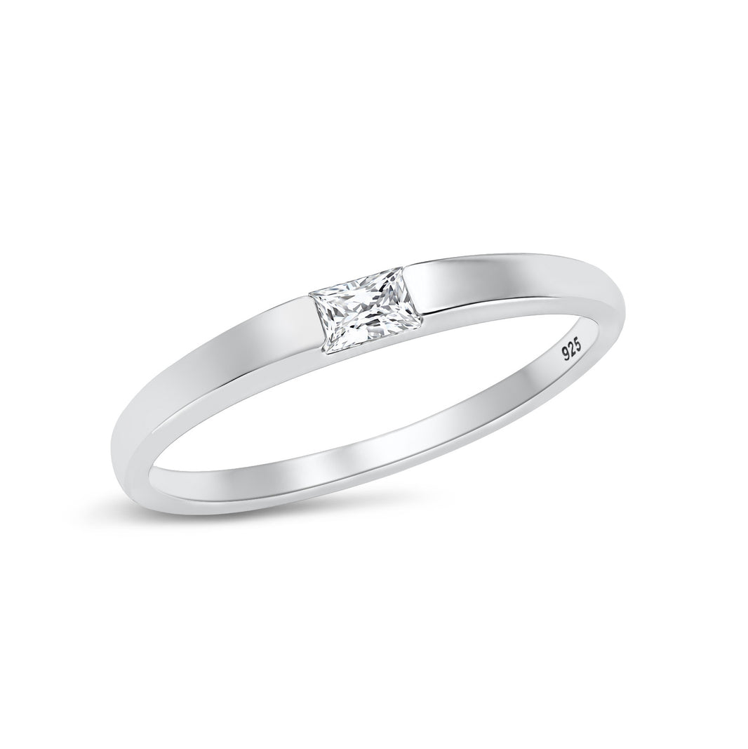 Silver Baby Baguett CZ Ring