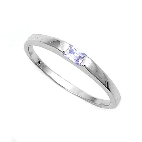 photo of Silver CZ Baby Ring with Lavender Color CZ