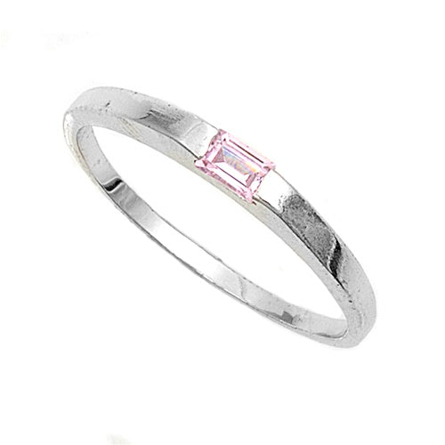 photo of Silver CZ Baby Ring with Pink CZ Stone