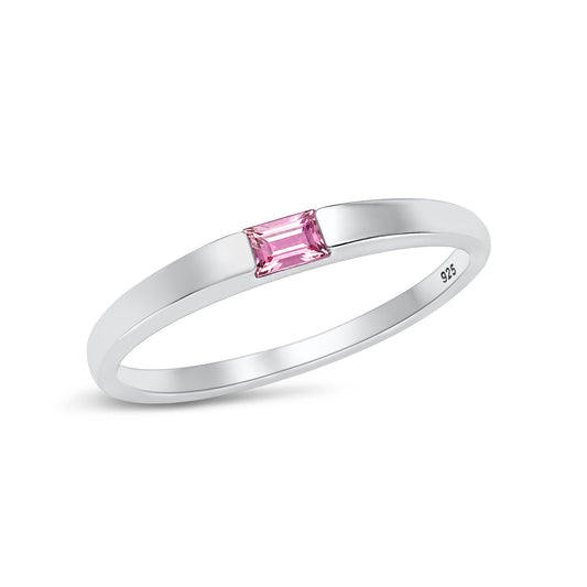 Silver Baby Baguett CZ Ring