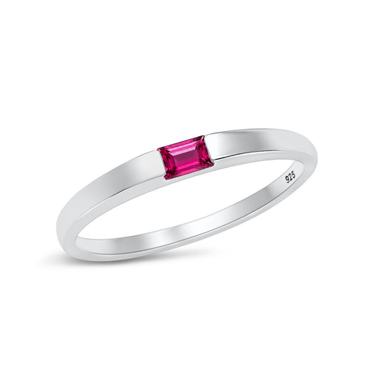 Silver Baby Baguett CZ Ring