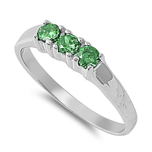 photo of Silver CZ Baby Ring with Emerald Color Stone