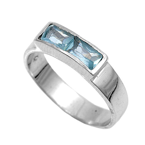 photo of Silver CZ Baby Ring with Aquamarine Color Stone