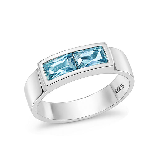 Silver Baby Double CZ Ring