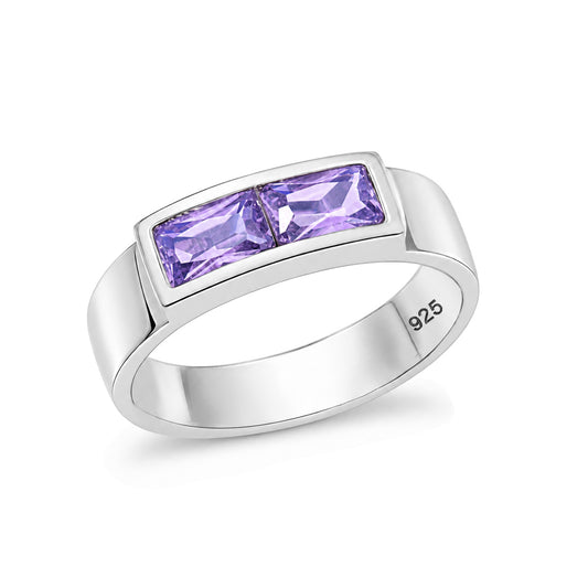 Silver Baby Double CZ Ring