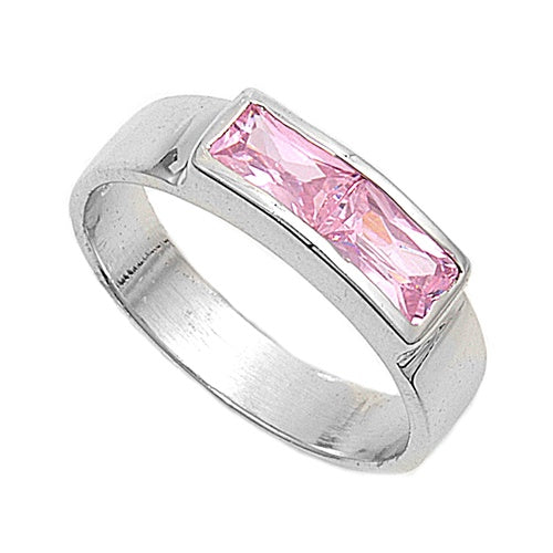 photo of Silver CZ Baby Ring with Pink CZ Stone