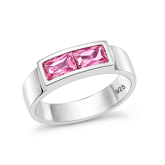 Silver Baby Double CZ Ring