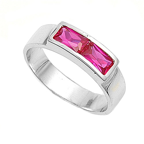 photo of Silver CZ Baby Ring with Ruby Color Stone