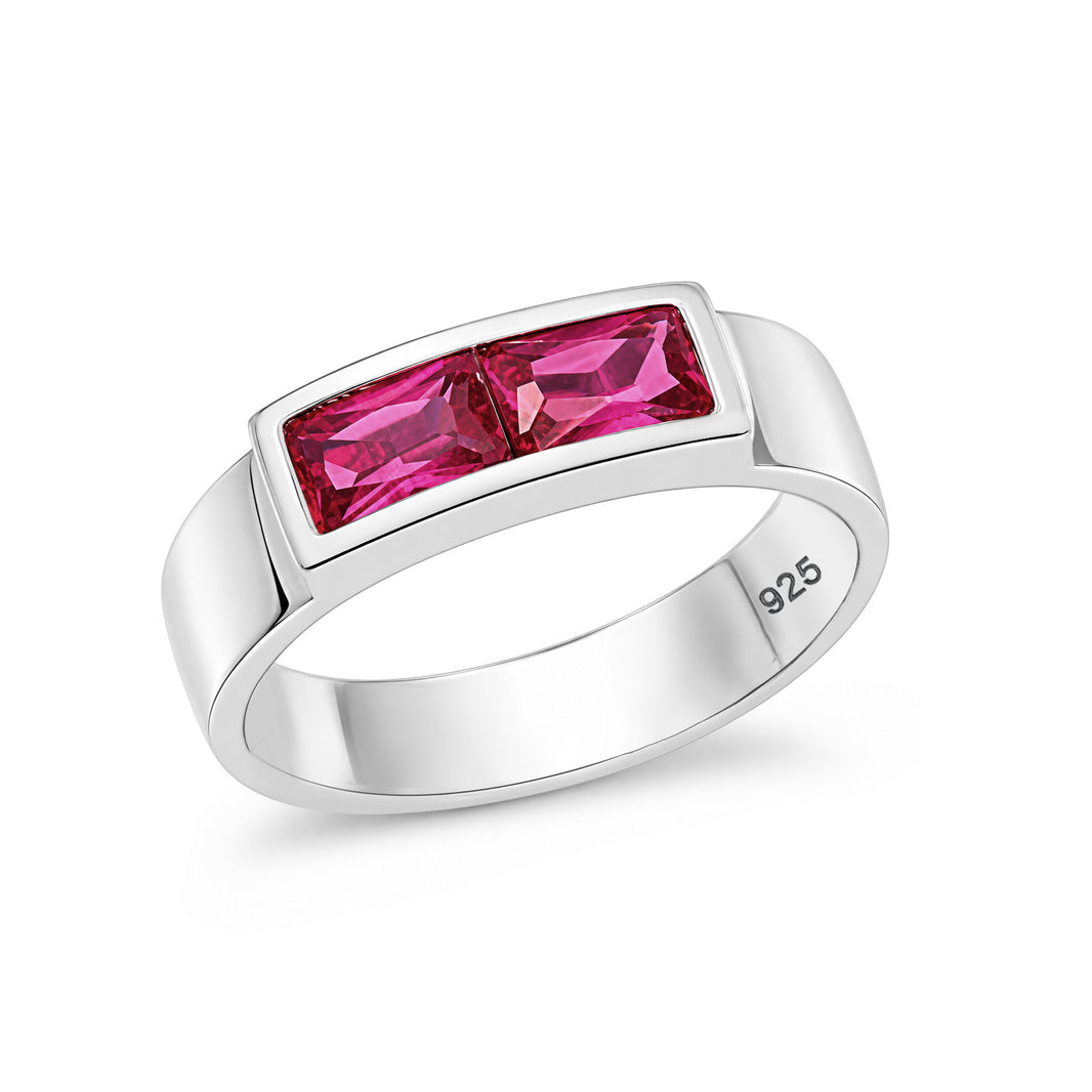 Silver Baby Double CZ Ring