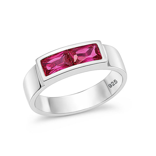 Silver Baby Double CZ Ring