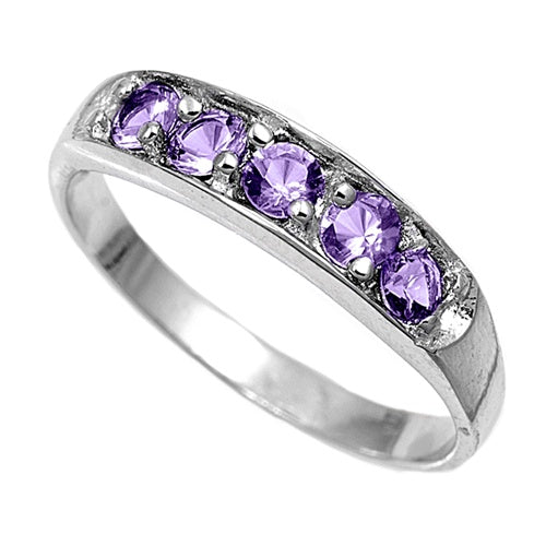 photo of Silver CZ Baby Ring with Amethyst Color CZ Stone