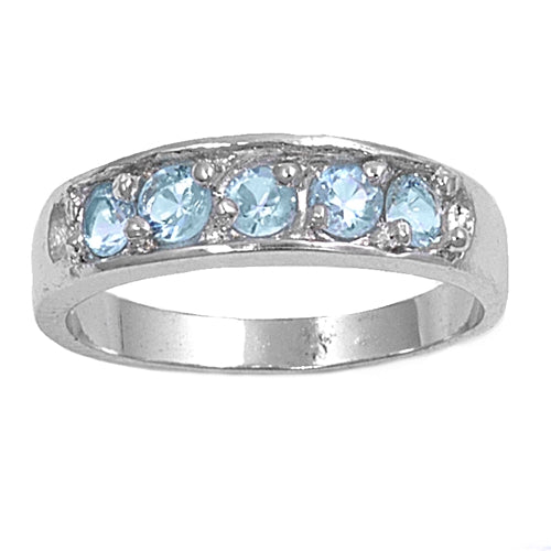 photo of Silver CZ Baby Ring with Aquamarine Color Stone