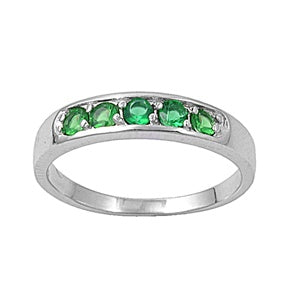 photo of Silver CZ Baby Ring with Emerald Color Stone