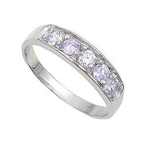 photo of Silver CZ Baby Ring with Lavender Color CZ