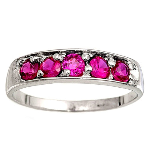 photo of Silver CZ Baby Ring with Ruby Color Stone