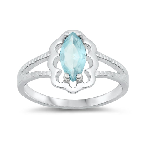 photo of Silver CZ Baby Ring with Aquamarine Color Stone