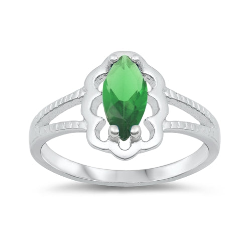 photo of Silver CZ Baby Ring with Emerald Color Stone