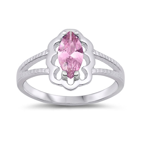 photo of Silver CZ Baby Ring with Pink CZ Stone