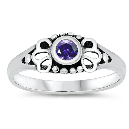 photo of Silver CZ Baby Ring with Amethyst Color CZ Stone