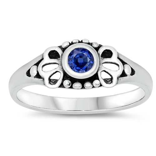 photo of Silver CZ Baby Ring with Blue Sapphire Color Stone