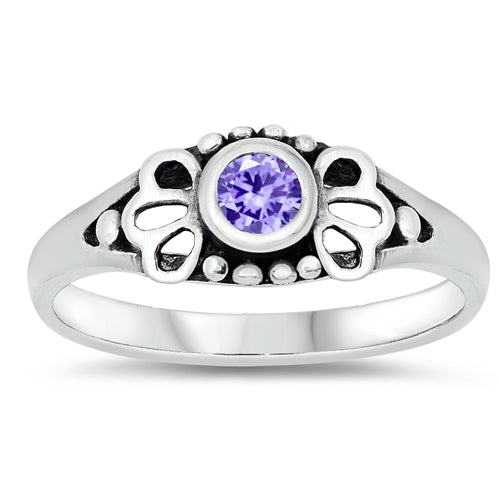 photo of Silver CZ Baby Ring with Lavender Color CZ