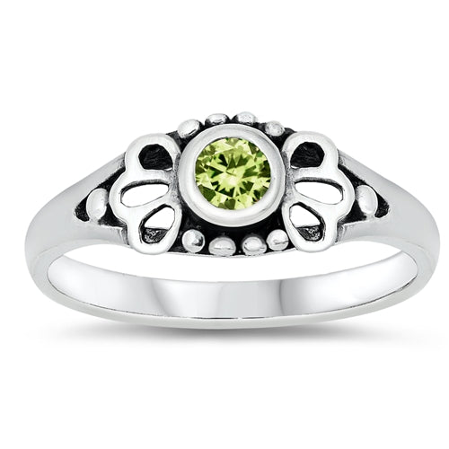 photo of Silver CZ Baby Ring with Peridot Color Stone