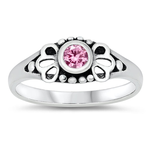 photo of Silver CZ Baby Ring with Pink CZ Stone