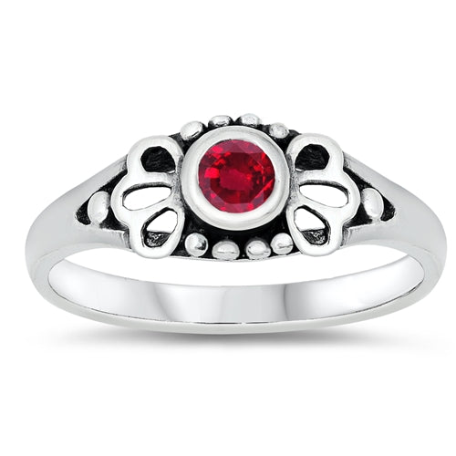 photo of Silver CZ Baby Ring with Ruby Color Stone