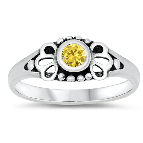 photo of Silver CZ Baby Ring with Yellow CZ Stone