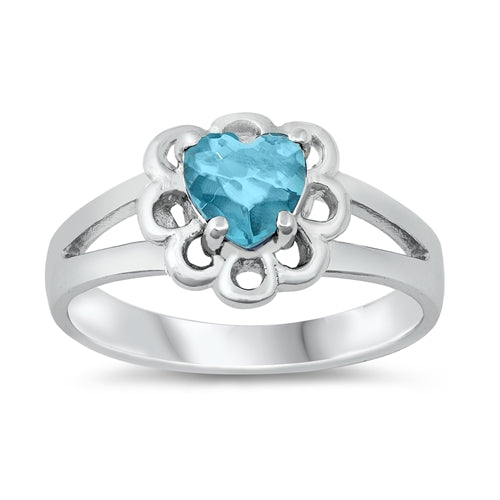 photo of Silver CZ Ring - Baby Ring with Aquamarine Color Stone