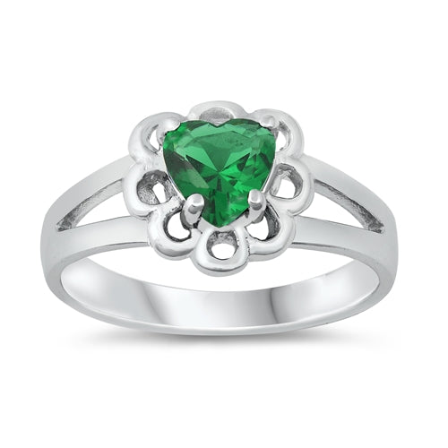 photo of Silver CZ Ring - Baby Ring with Emerald Color Stone