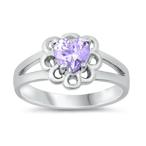 photo of Silver CZ Ring - Baby Ring with Lavender Color CZ