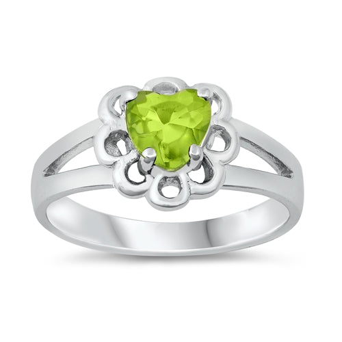 photo of Silver CZ Ring - Baby Ring with Peridot Color Stone